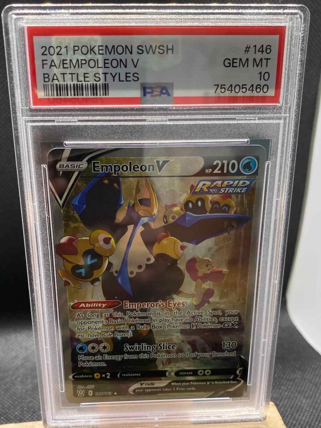 Battle Styles #146/163 Empoleon V (Alternate Full Art) PSA 10 card in graded case.