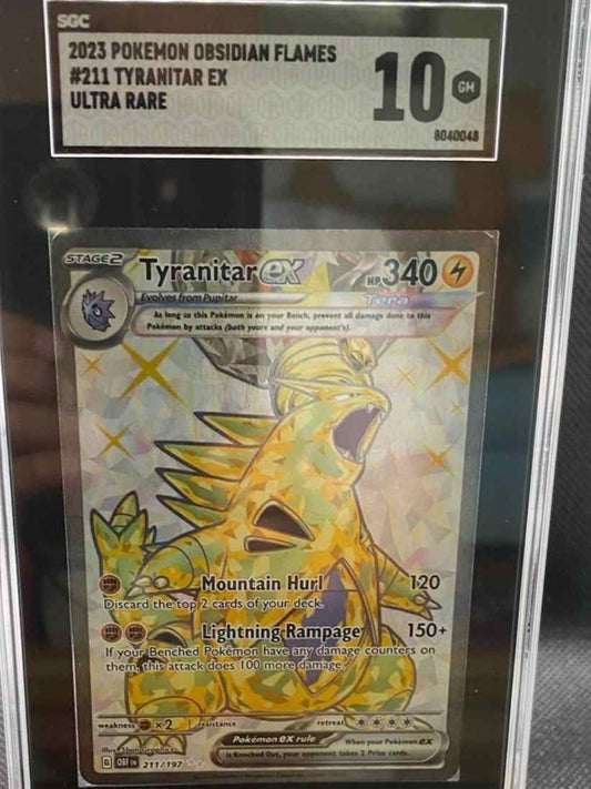 Obsidian Flames 211/197 Tyranitar ex SGC 10 card in pristine condition.