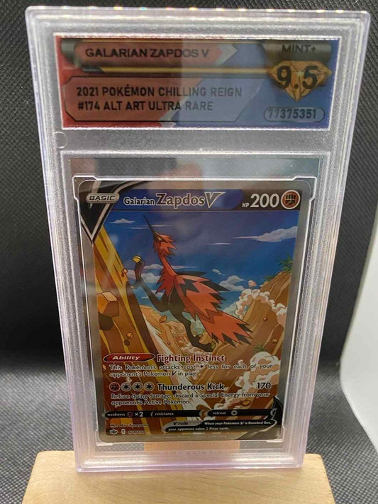 Chilling Reign Galarian Zapdos V Alternate Full Art Card with 9.5 Rating