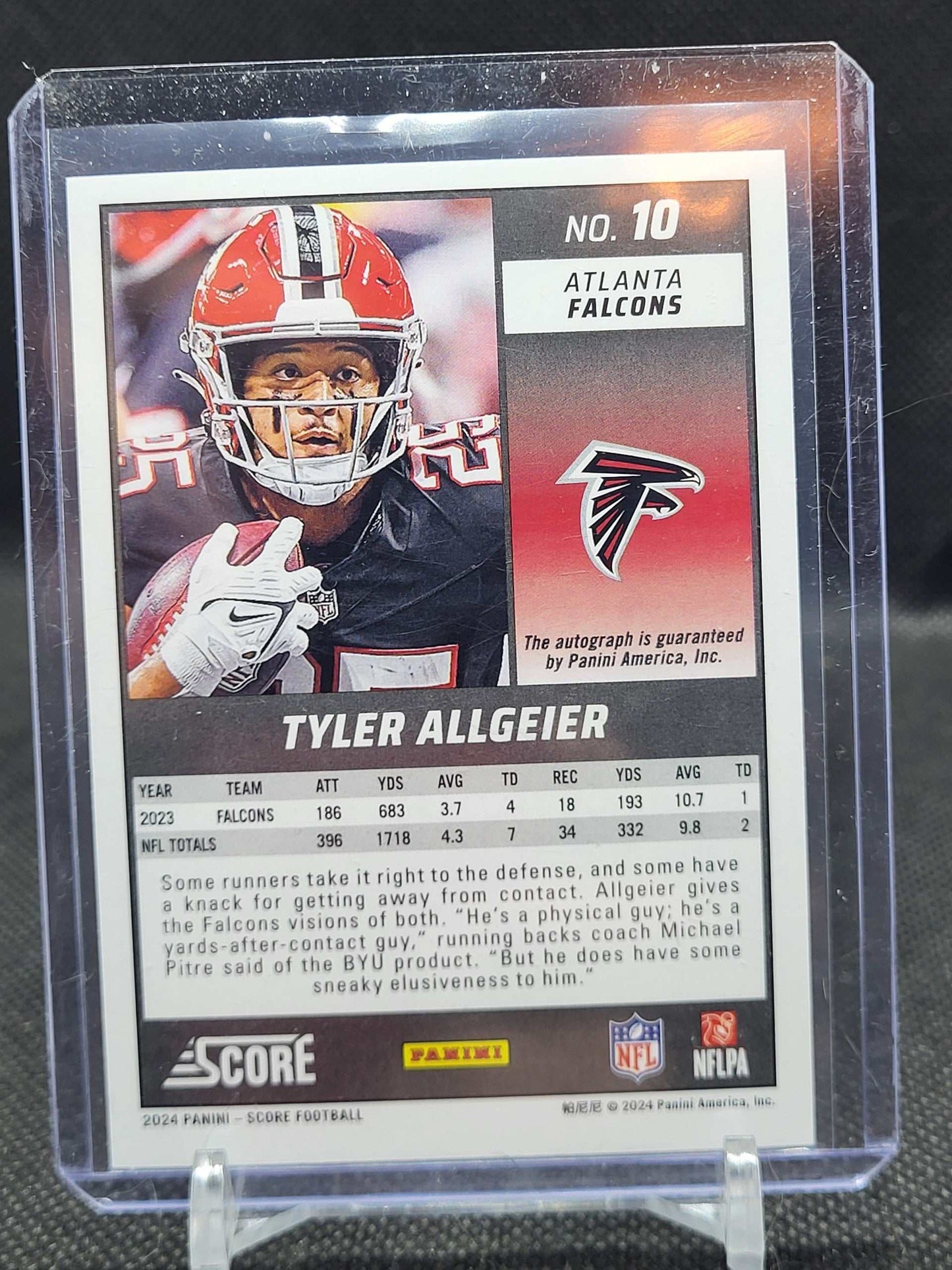2024 Score Signatures Tyler Allgeier Auto Atlanta Falcons #10