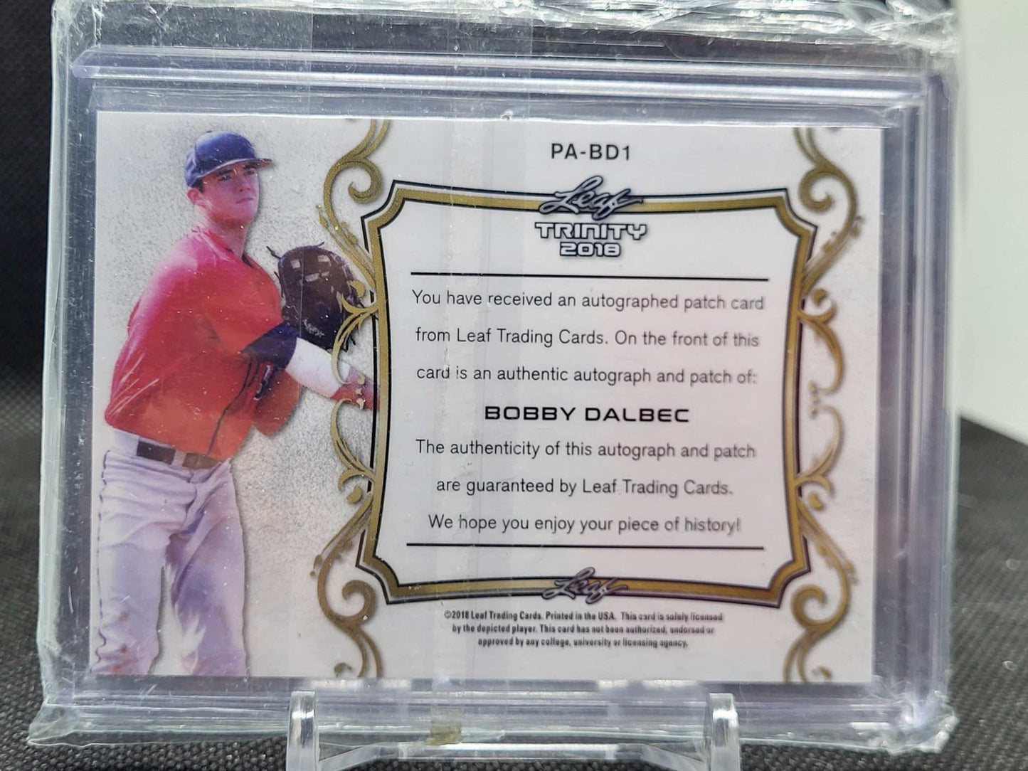 2018 Leaf Trinity 7/10 BOBBY DALBEC Sox Patch Auto RC Red Sox
