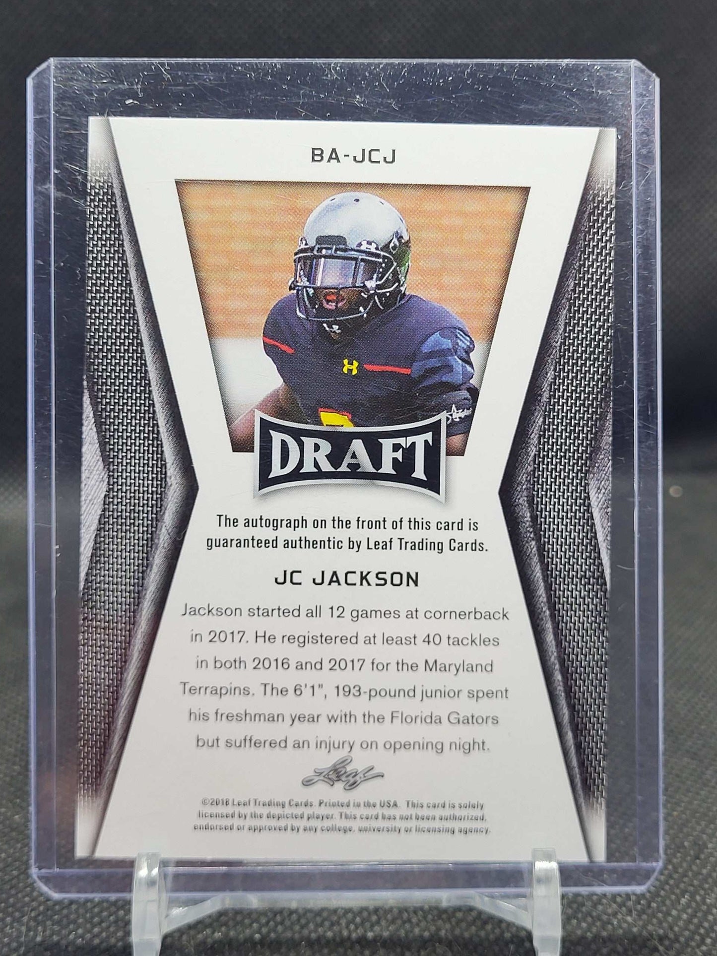 2018 Leaf Draft - Autographs Gold BA-JCJ J.C. Jackson (Rookie)