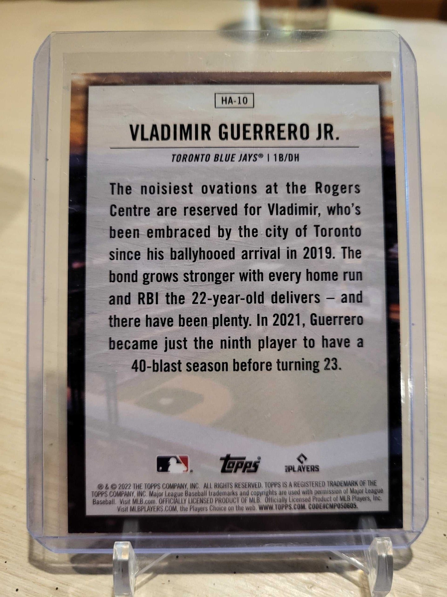 2022 Topps Series 1 Home Field Advantage Insert #HA-10 - Vladimir Guerrero Jr.