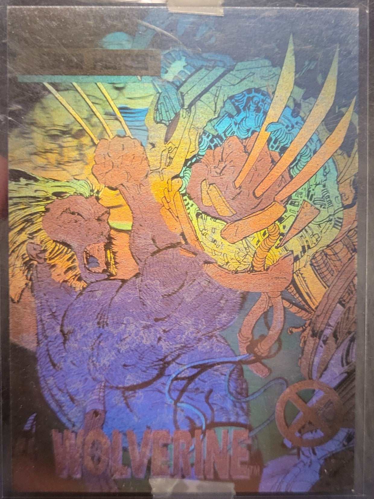 1992 Impel Marvel Universe Series 1 Wolverine XH-1 hologram card, featuring iconic character in holographic design.