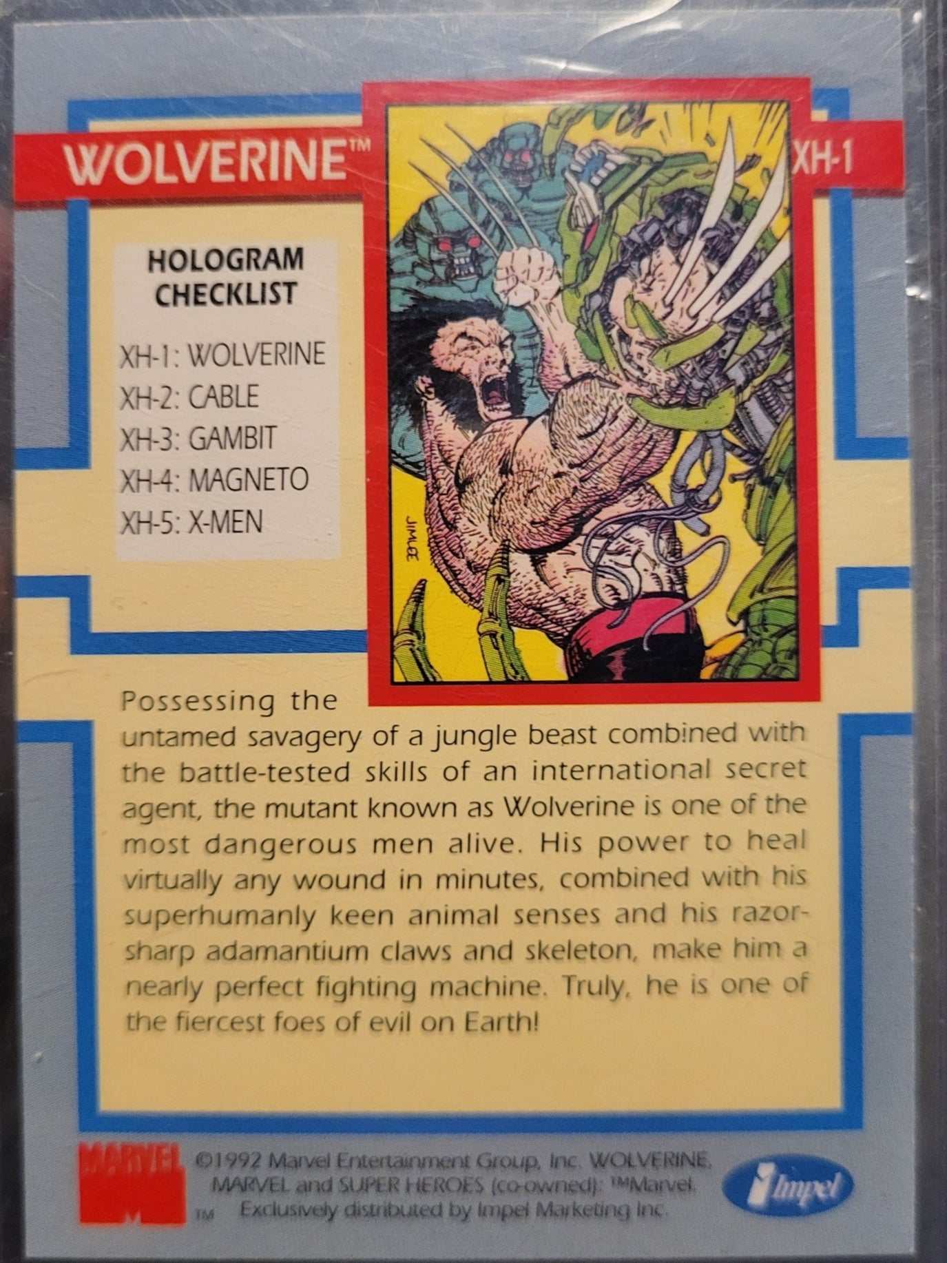 1992 Impel Marvel Universe Series 1 Hologram Card - Wolverine XH-1 Insert
