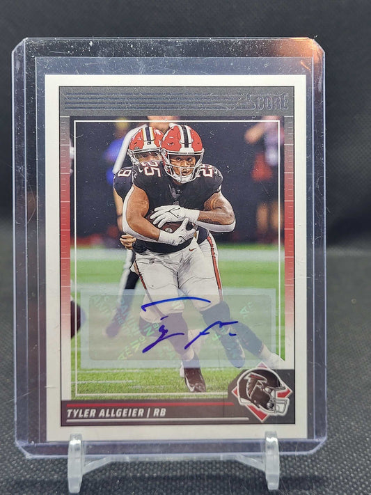 2024 Score Signatures Tyler Allgeier autographed jersey card for Atlanta Falcons fans.