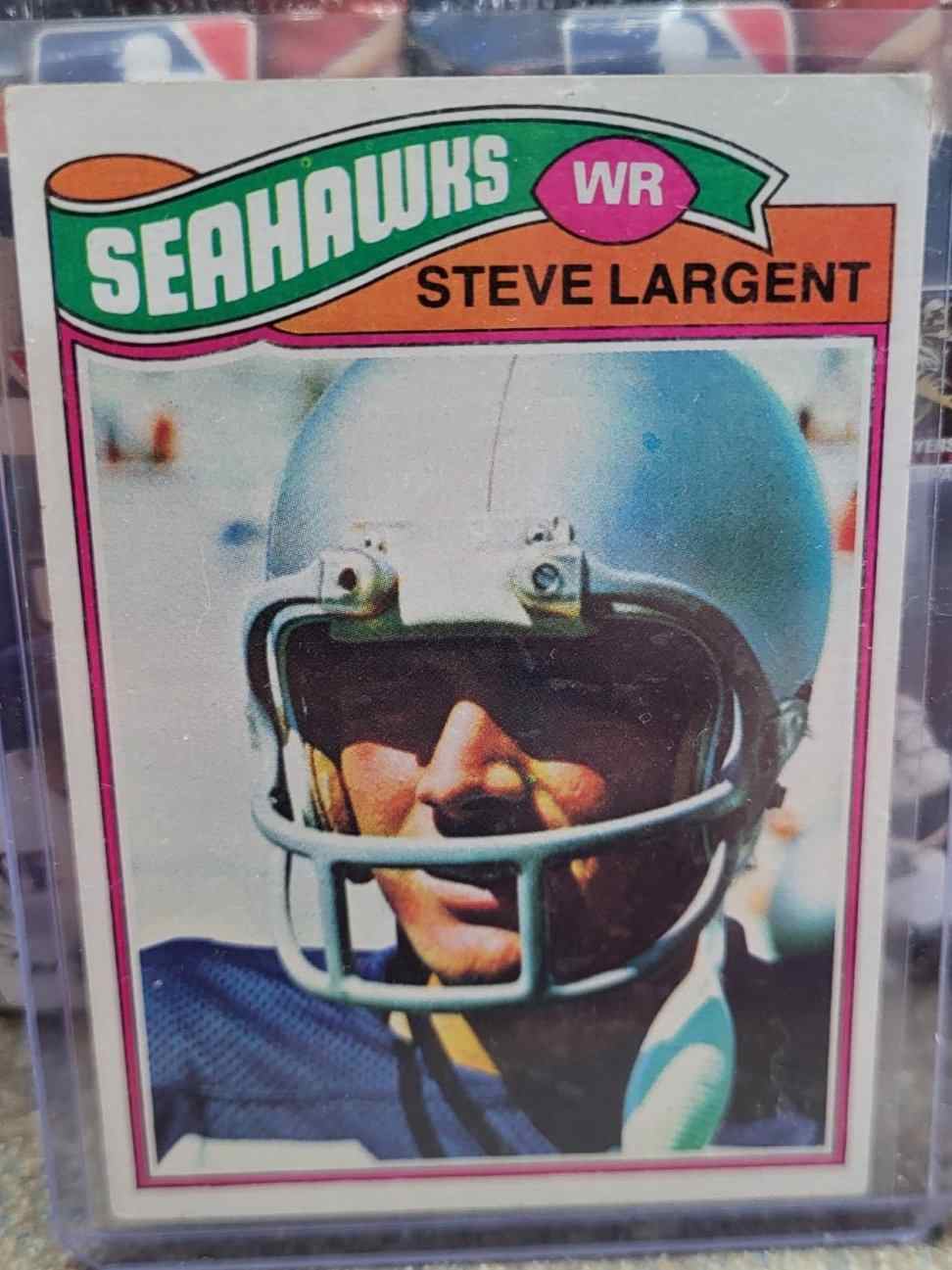 1977 Topps Football Rookie Steve Largent #177 Seattle Seahawks card.