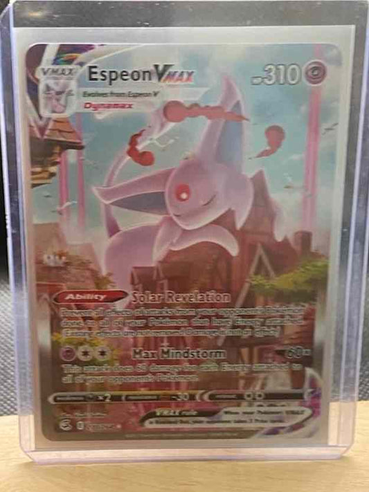 Fusion Strike #270/264 Espeon VMAX Alternate Art Secret card in protective sleeve.