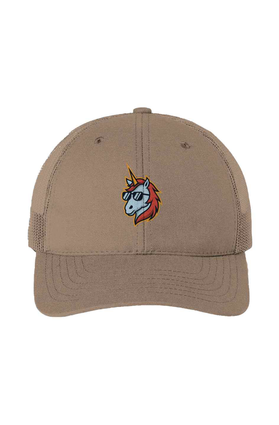 USA-Made Rarity Rack Logo Trucker Cap, polyester/cotton blend, mesh back, six-panel, snapback closure.