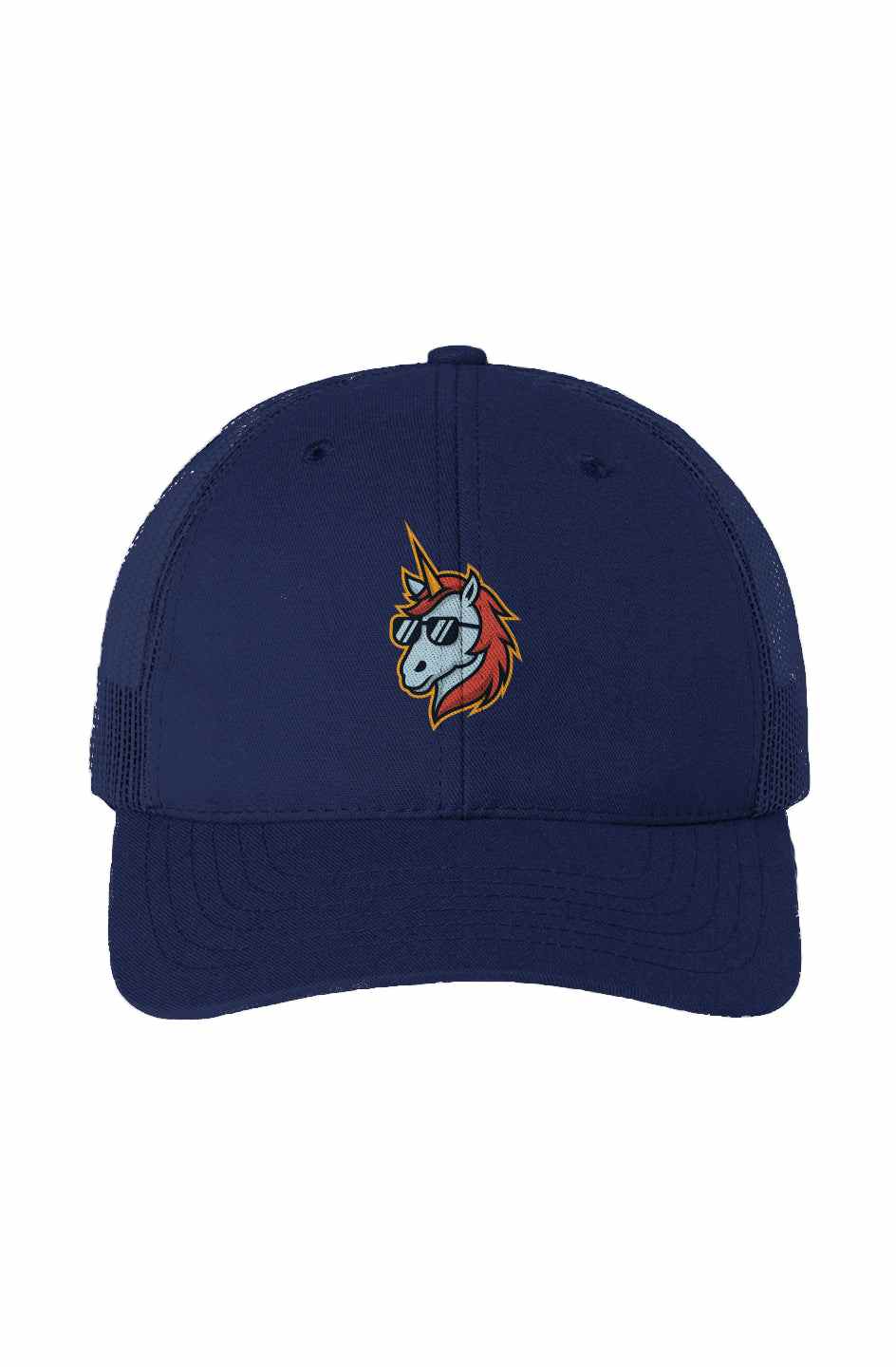 USA-made trucker cap with Rarity Rack logo, polyester/cotton blend, mesh back.