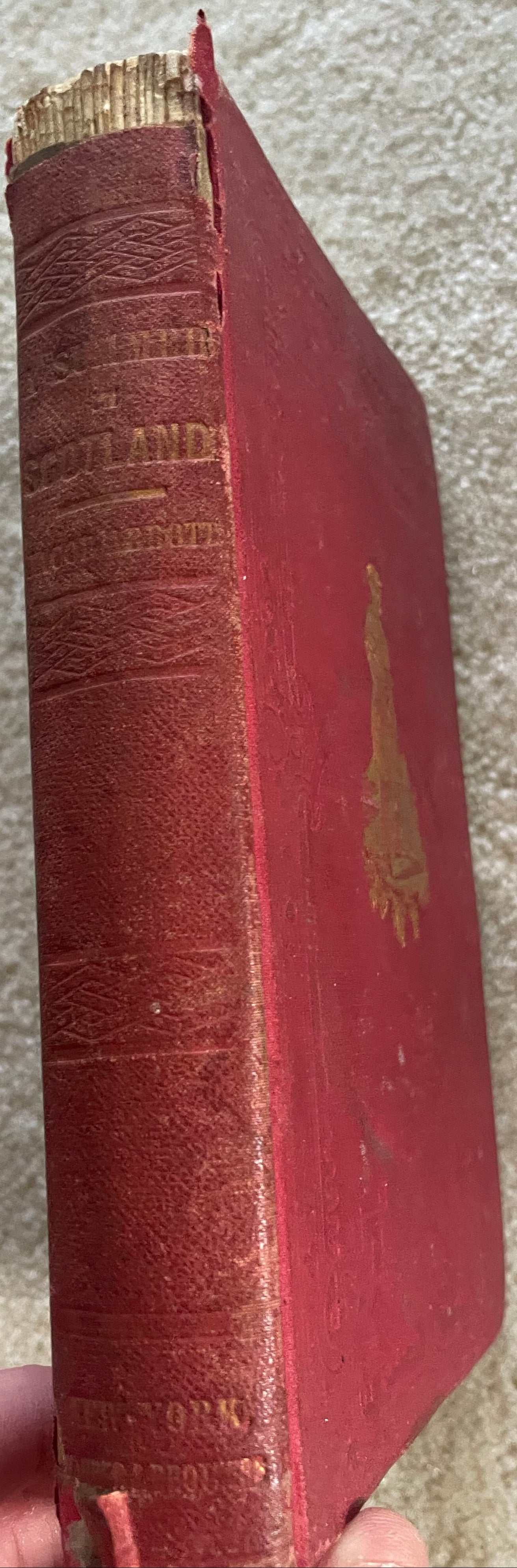 1848 1st Edition JACOB ABBOTT "A Summer in Scotland" by Jacob Abbott with red cover and ornate design.