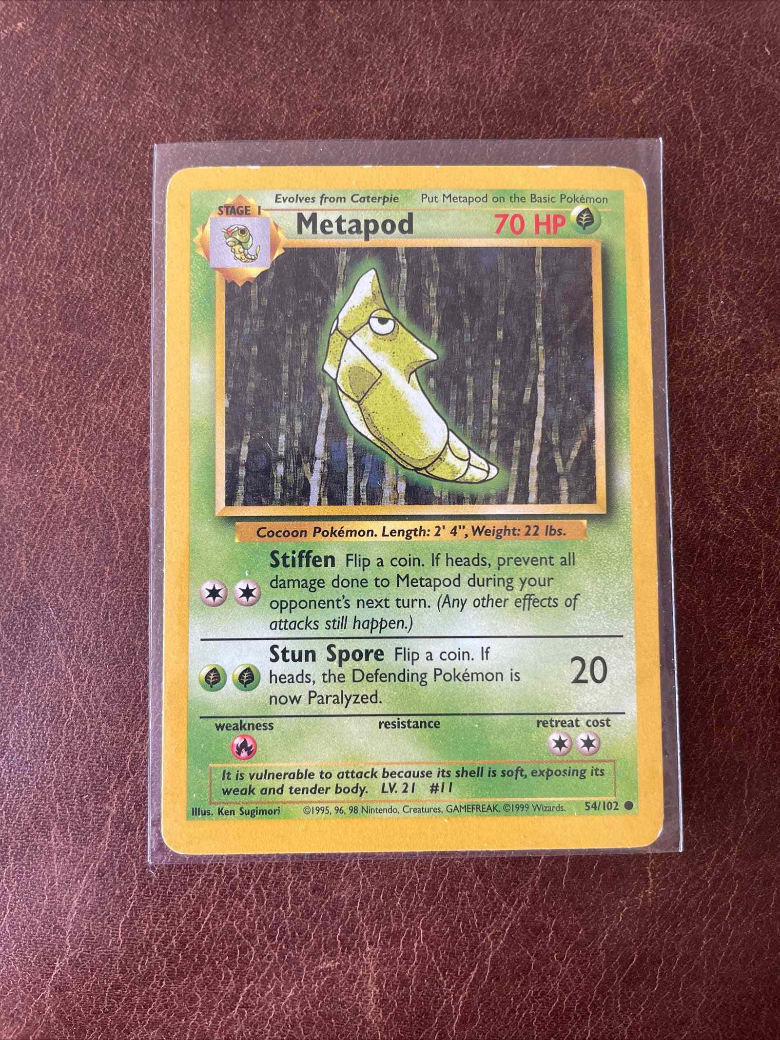 1995 Pokemon non-holo lot with Metapod card, part of an 11-card set.