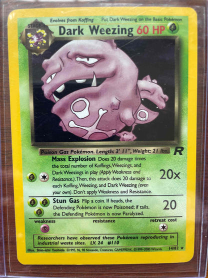 Team Rocket Dark Weezing card #14/82, rare collectible Pokémon card.