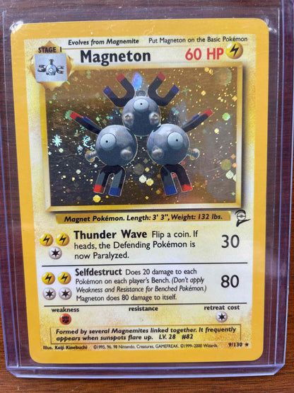 Base Set #009/130 Magneton Pokémon card, featuring Electric/Steel typing and powerful stats.