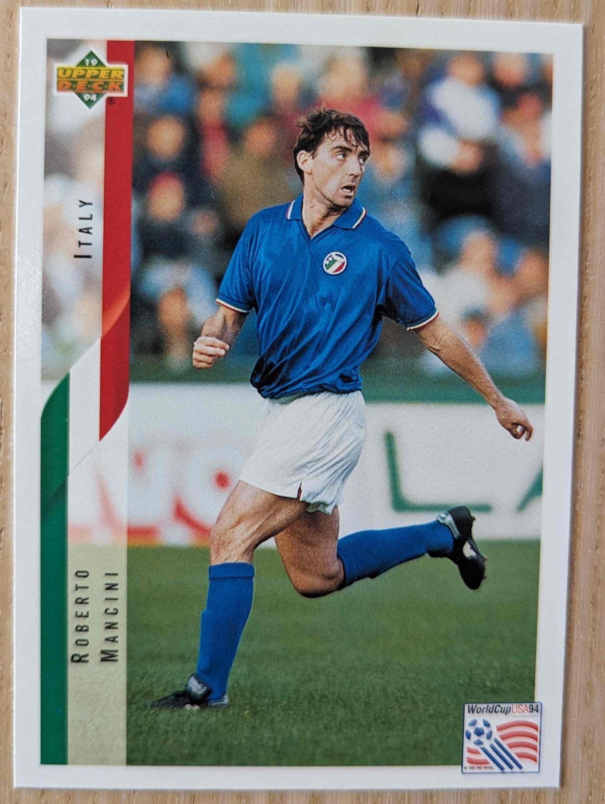 1994 Upper Deck World Cup Contenders card #152 Roberto Mancini English/Spanish edition.