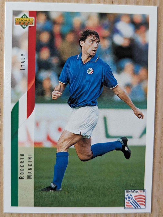 1994 Upper Deck World Cup Contenders card #152 Roberto Mancini English/Spanish edition.