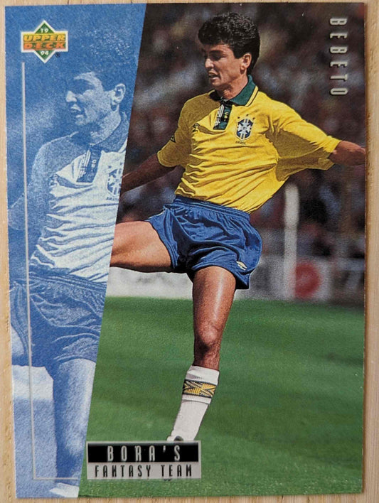 1994 Upper Deck World Cup Contenders Bebeto card, English-Spanish edition, featuring Bora's Fantasy Team.