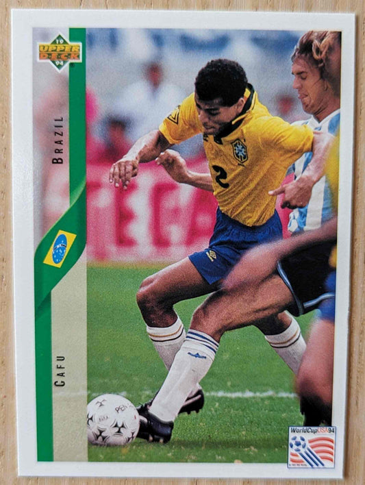 1994 Upper Deck World Cup Contenders #62 Cafu soccer card featuring Brazil player.