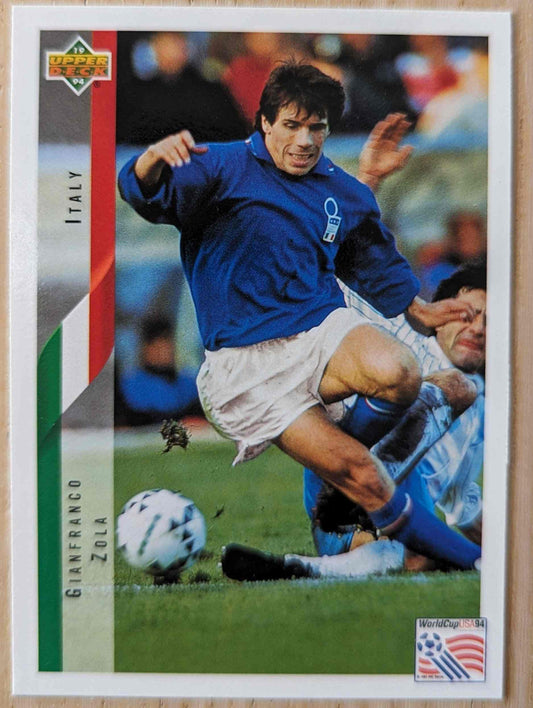 1994 Upper Deck World Cup Contenders card featuring Gianfranco Zola, Italy, #128.