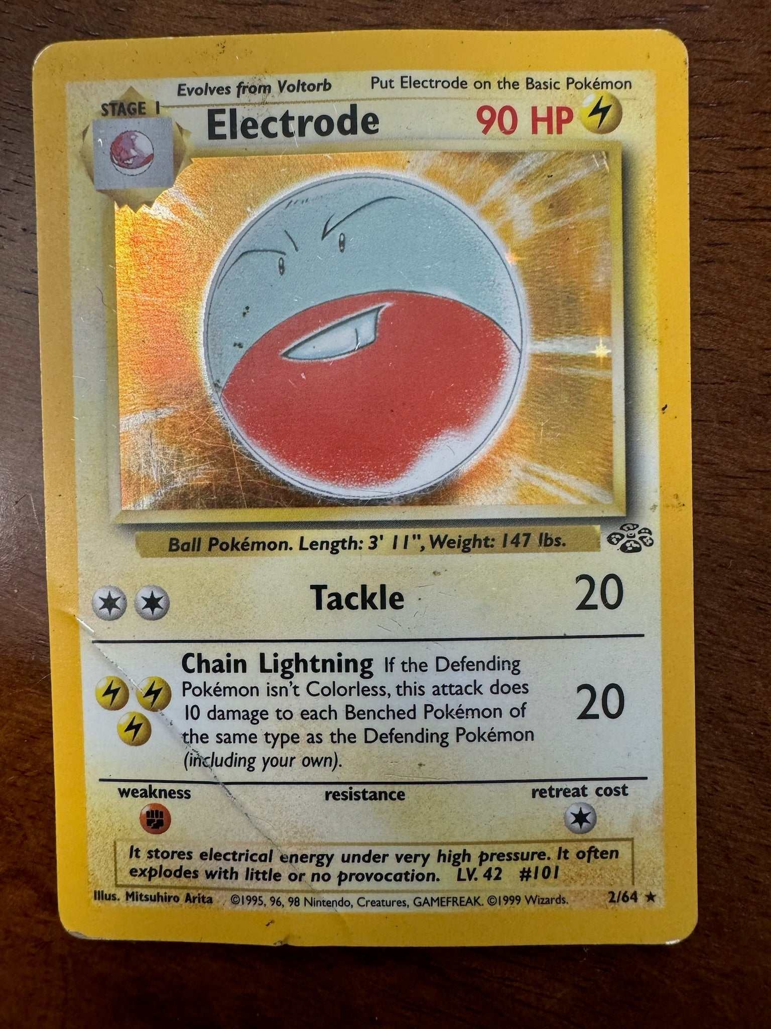 Jungle #02/64 Electrode Pokémon card, valuable and rare for collectors and players.