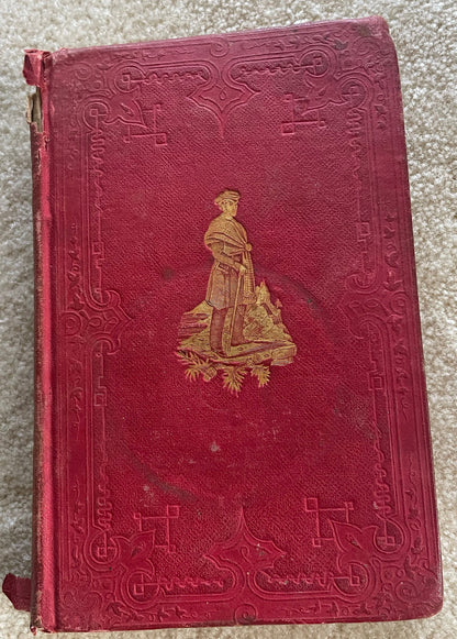1848 1st edition book "A Summer in Scotland" by Jacob Abbott with red cover and ornate design.