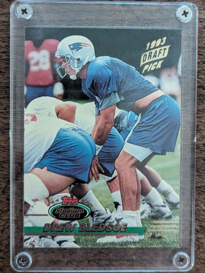 1993 Stadium Club #280 Drew Bledsoe football card featuring New England Patriots player.