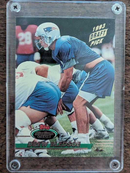 1993 Stadium Club #280 Drew Bledsoe football card featuring New England Patriots player.