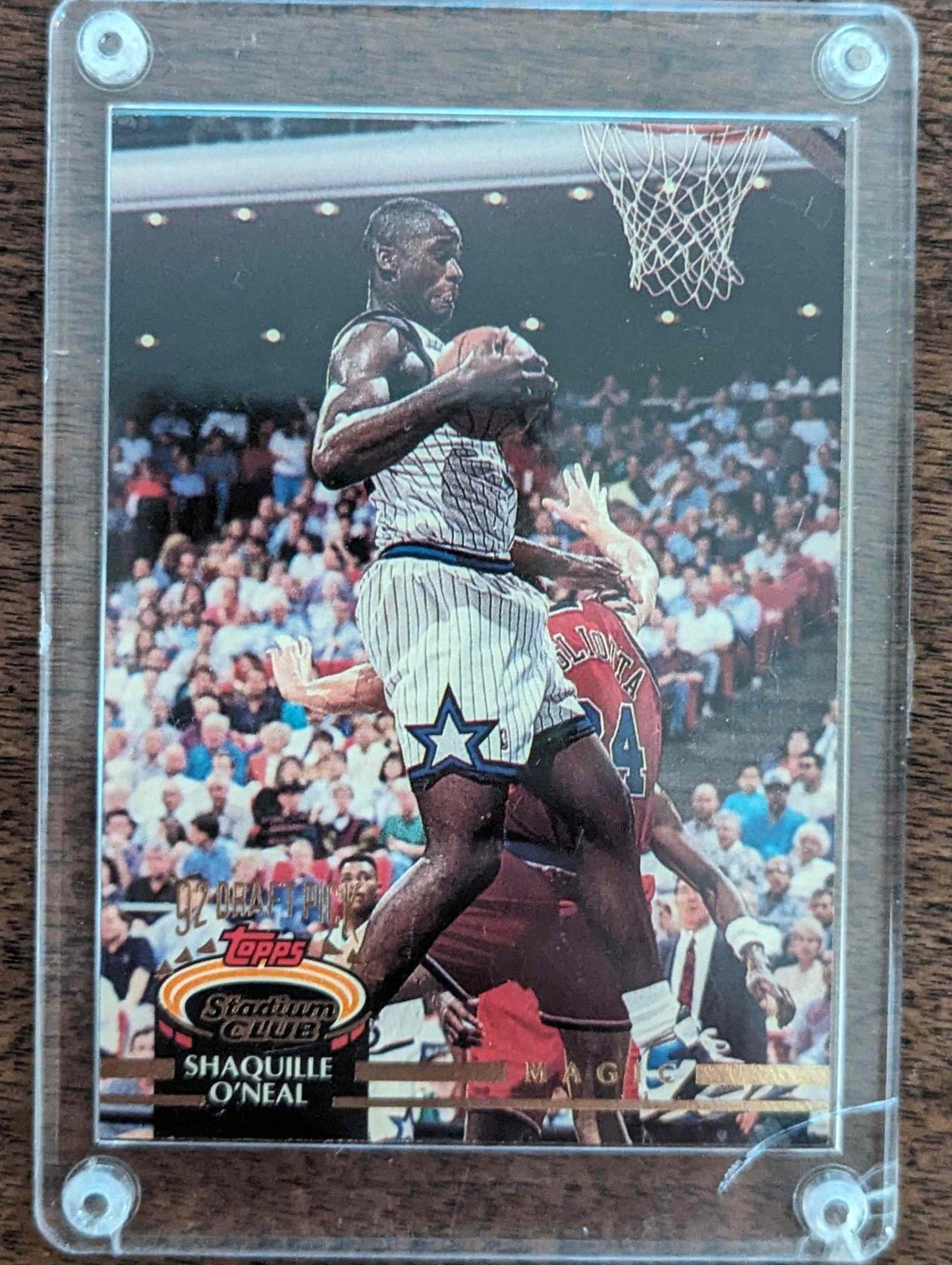 1992-93 Stadium Club #201 Shaquille O'Neal Members Only card in protective case.