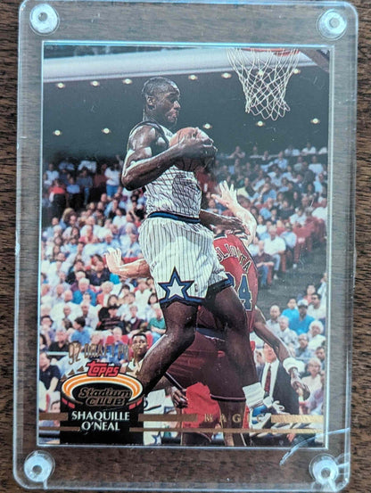 1992-93 Stadium Club #201 Shaquille O'Neal Members Only card in protective case.