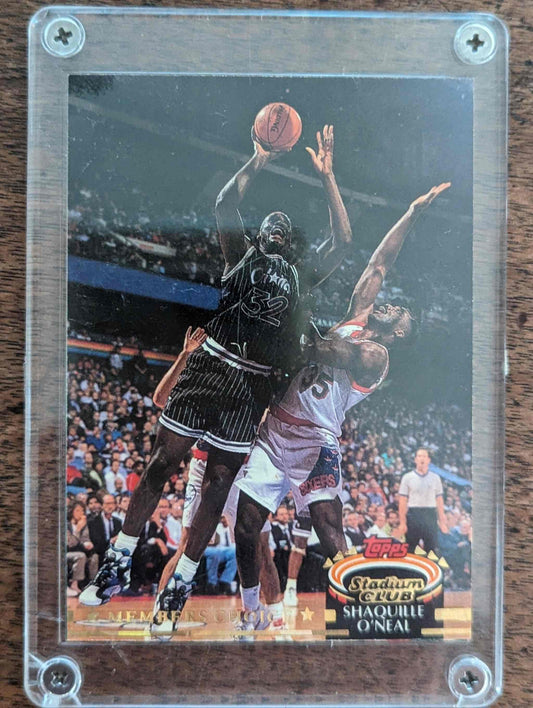 1992-93 Stadium Club #201 Shaquille O'Neal Members Only card in protective case.