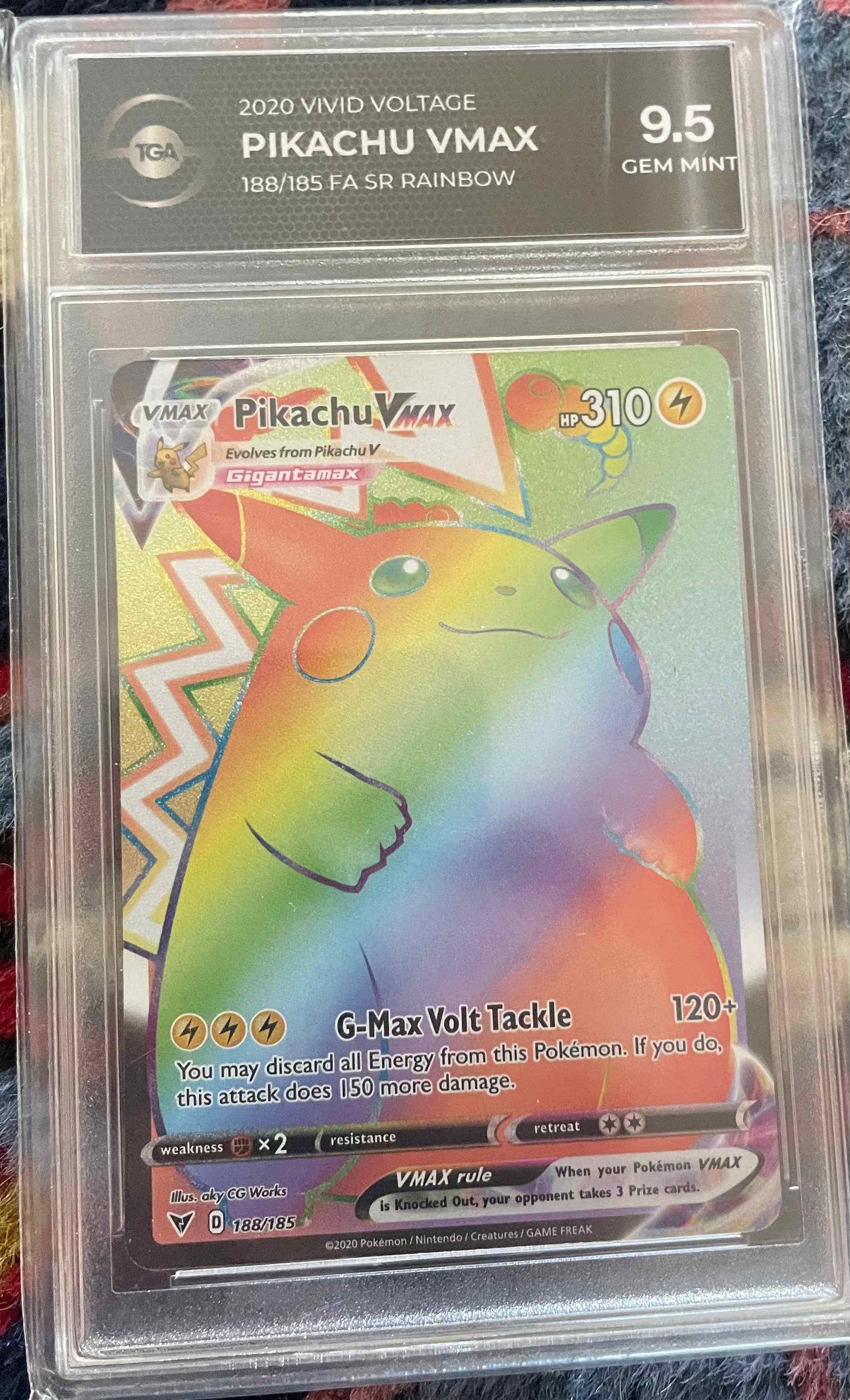 Pikachu VMAX Vivid Voltage #188/185 TGA 9.5 Trading Card Rarity Rack Pikachu VMAX Vivid Voltage #188/185 TGA 9.5 Trading Card Rarity Rack