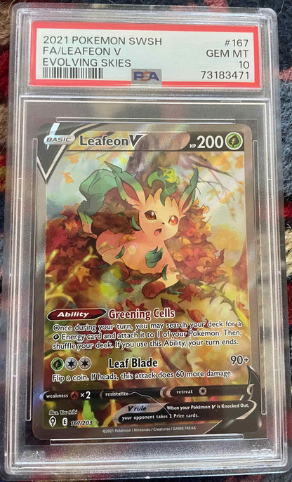 Evolving Skies #167/203 Leafeon V (Alternate Full Art) PSA 10