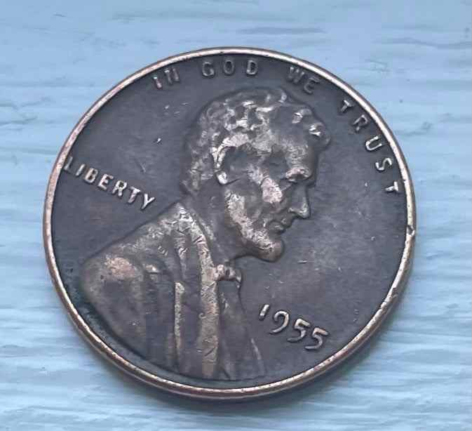 Beautiful 1955 wheat penny with Lincoln's silhouette, first auction on Rarity Rack.