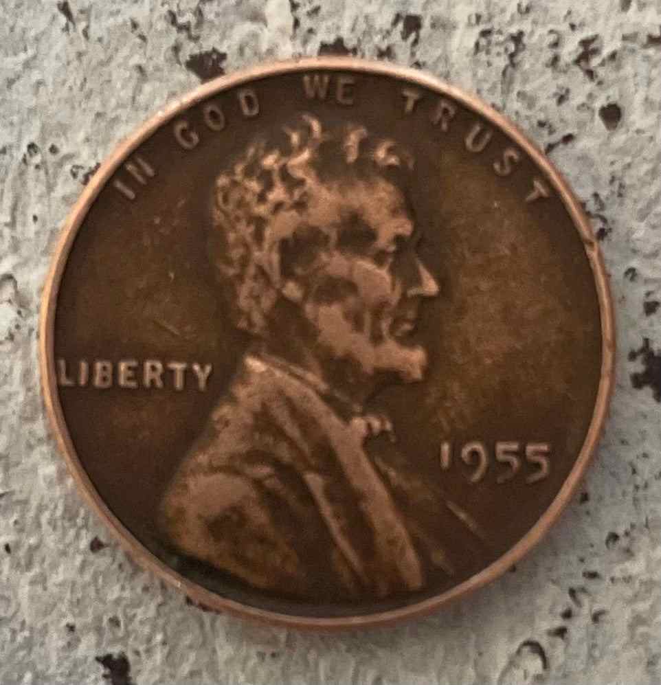 Beautiful 1955 wheat penny featuring Lincoln's silhouette on Rarity Rack.