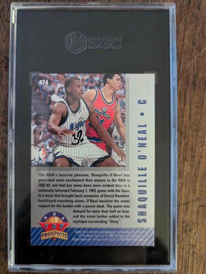 Shaquille O'Neal 1992-93 Upper Deck Top Prospects card, SGC 9, featuring rookie season.