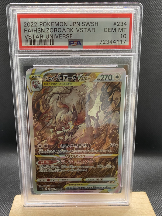 PSA 10 Hisuian Zoroark VSTAR Japanese Pokémon card, Crown Zenith design.