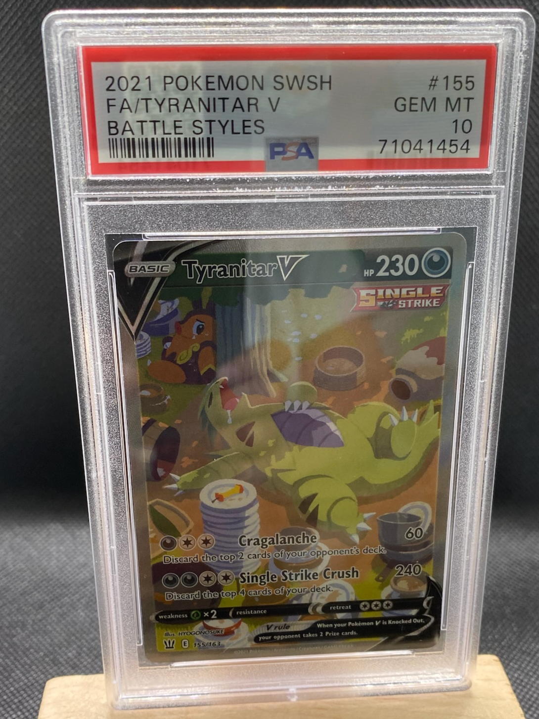 PSA 10 graded Tyranitar V Alternate Full Art card from Battle Styles set.