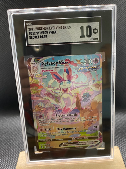 SGC 10 graded Sylveon VMAX alternate art card from Evolving Skies.