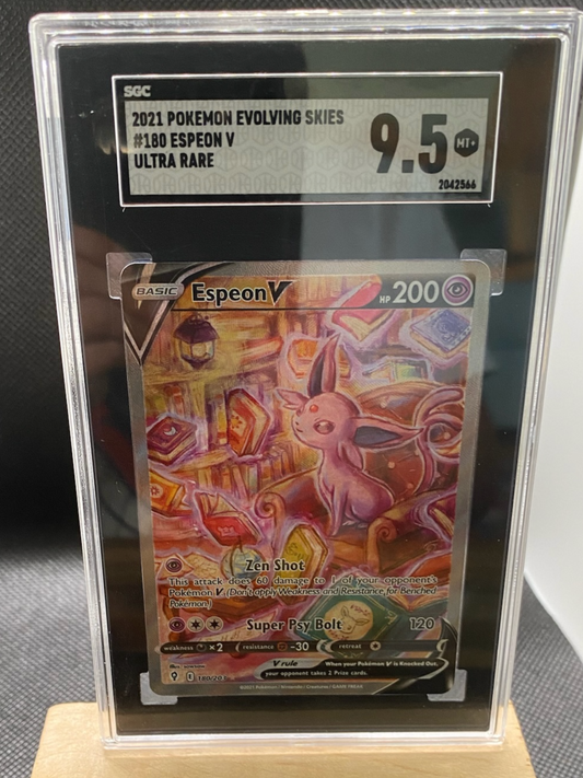 Evolving Skies #180/203 Espeon V Alternate Full Art SGC 9.5 Graded Pokémon Card.