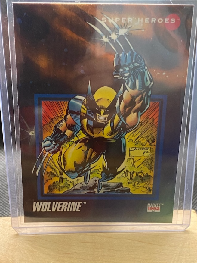 Wolverine 1992 Marvel Impel Card 38 in near mint condition displayed in a protective case.
