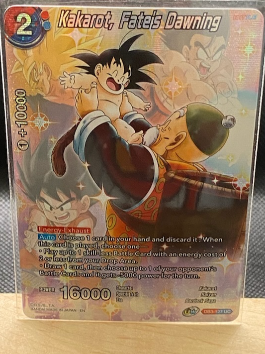 DBS - Kakarot Fate's Dawning DB3-127 UC Cross Worlds card, near-mint condition.