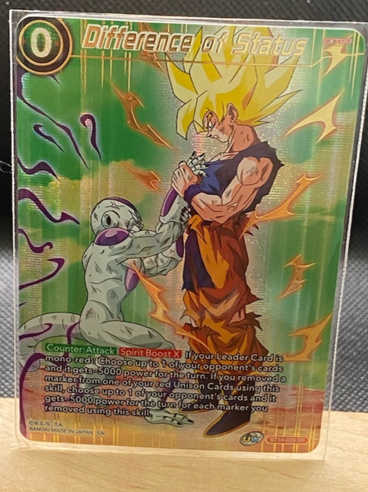 2022 Dragon Ball Super Card Game BT14-029 Difference Of Status featuring Son Goku artwork.