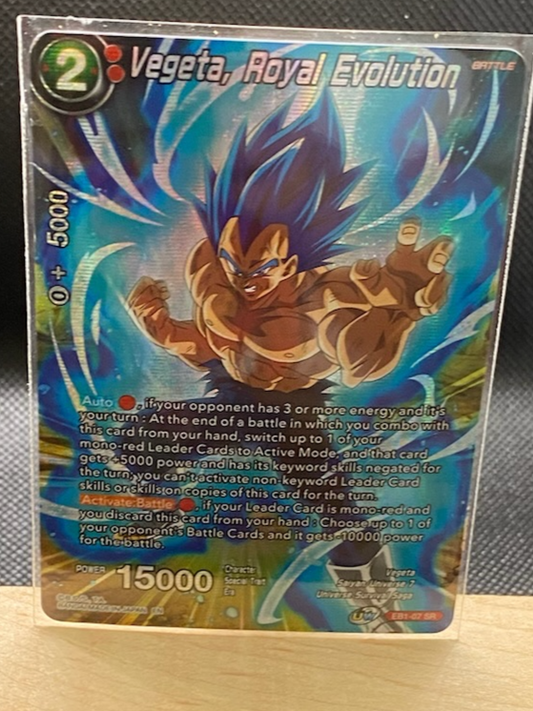 Vegeta Royal Evolution EB1-07 SR-Holo card from Dragon Ball Super Card Game.