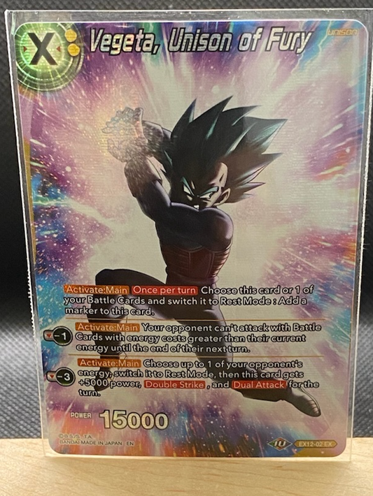 Vegeta Unison of Fury foil card from Dragon Ball Super collection.
