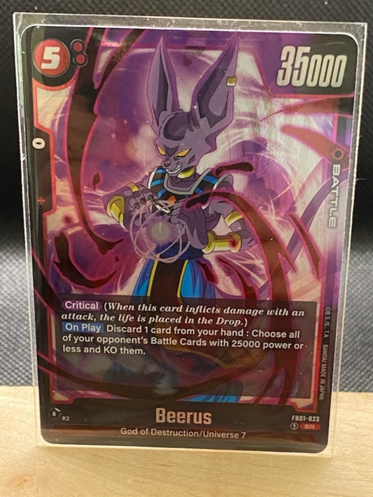 Beerus SR Dragon Ball Fusion World Awakened Pulse card FB01-023 ENGLISH edition.