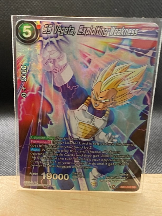 SS Vegeta Exploiting Weakness DB1-002 SR Foil card from T.S. History of Vegeta collection.