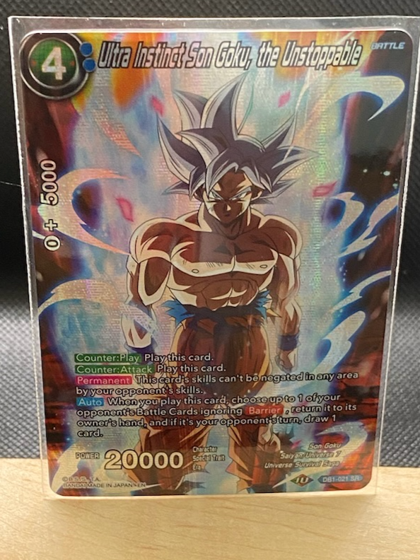Dragon Ball Super Card Game Ultra Instinct Son Goku, the Unstoppable SR card.