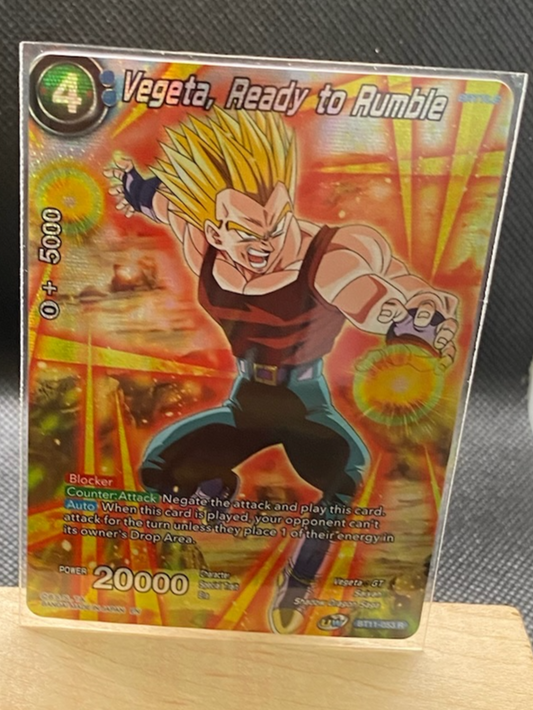 Vegeta Ready to Rumble Rare Alt Art Theme Foil Dragon Ball Super card game ccg collectible.