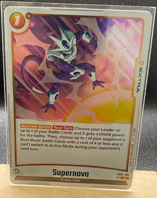 Supernova FB01-136 R Dragon Ball Super TCG Extra Card featuring Cooler with powerful battle effect in near mint condition
