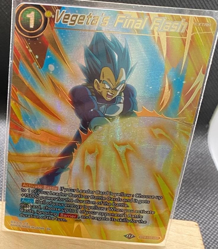 ALT ART Vegeta's Final Flash Dragon Ball Super card with IAR foil and gold stamp in near mint condition